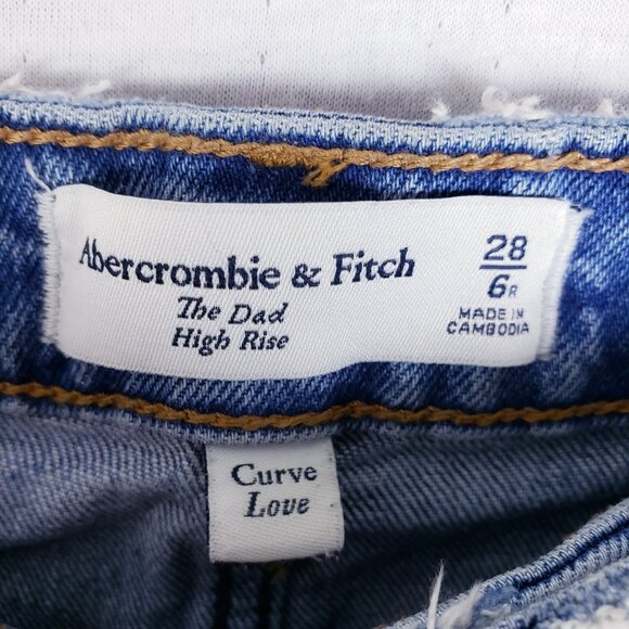 Abercrombie & Fitch Jeans Curve Love The Dad High Rise Double Knee Destroy 28R - Picture 4 of 14
